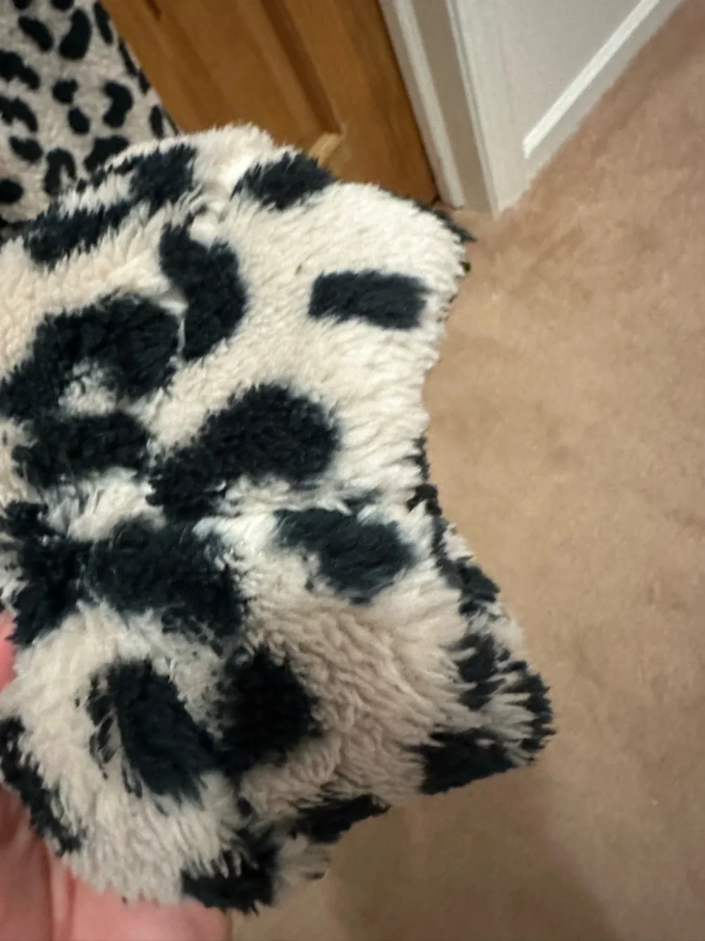 Plush Leopard Print Women's Pajama Set - Cream & Black - Picture 7 of 7